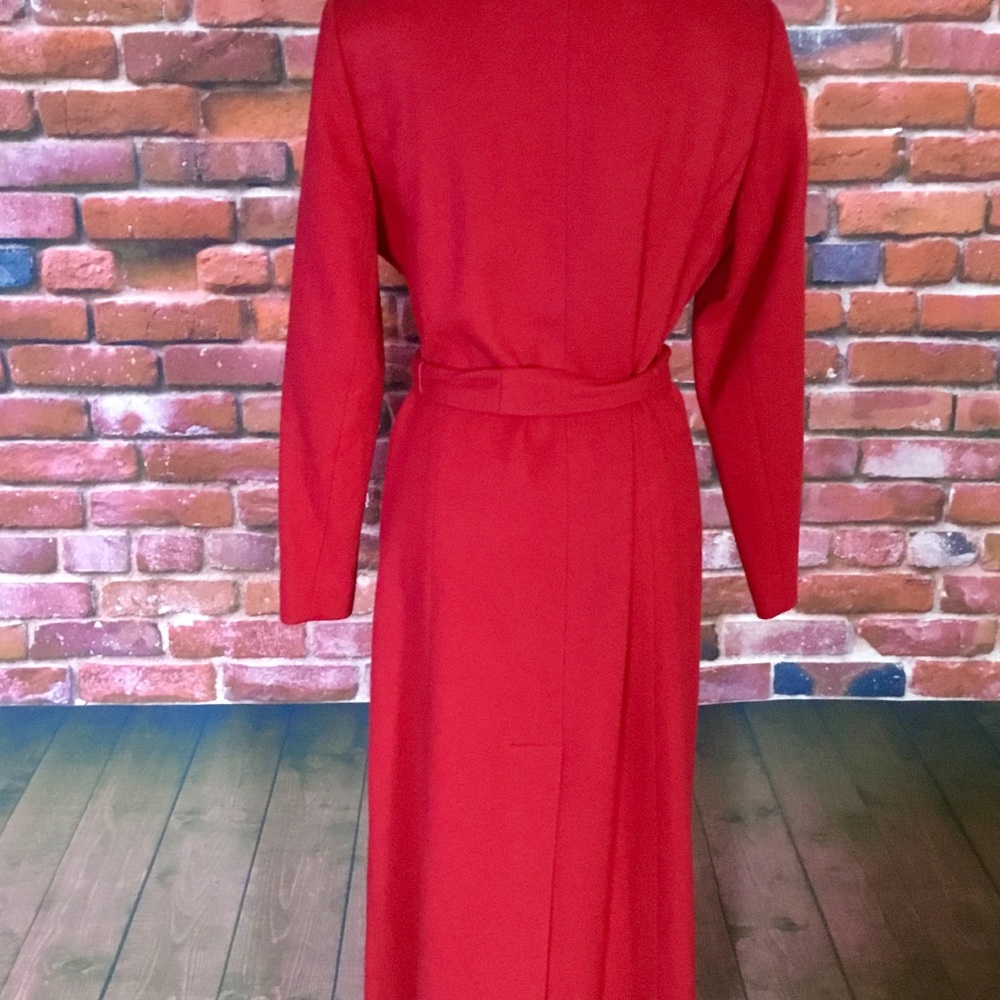 VS Moda International Red Wool Coat w/ Fur Collar - Picture 3 of 5